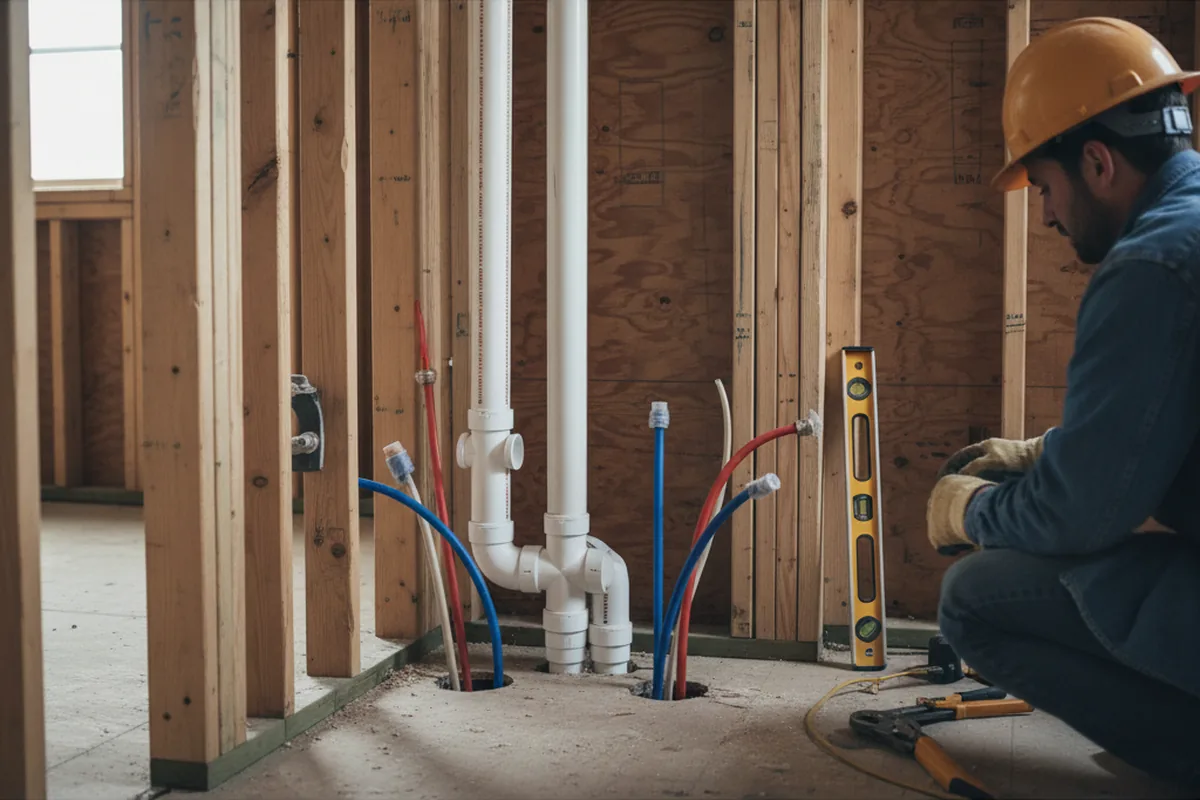 Drain and supply rough-in during Garbage Disposal Repair in Glencoe
